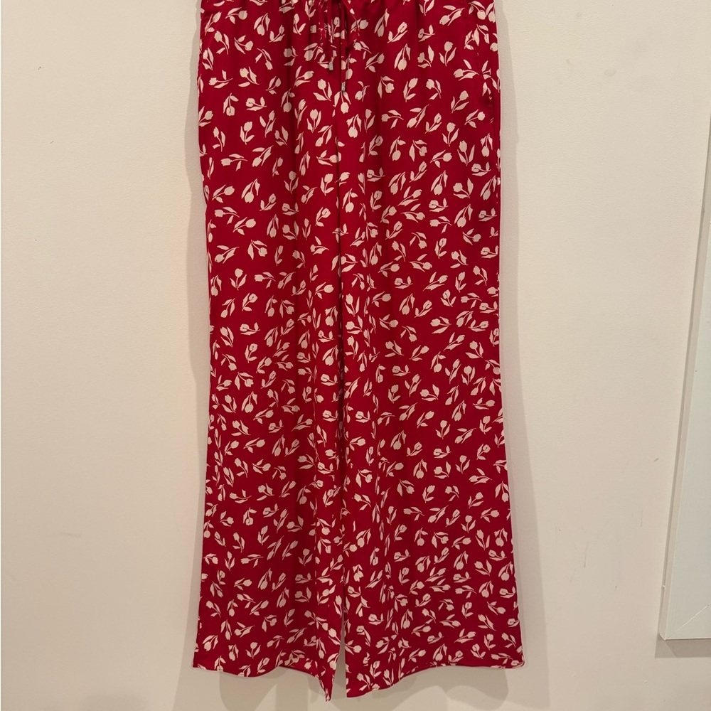 Ralph Lauren Red and White Wide Leg Pants